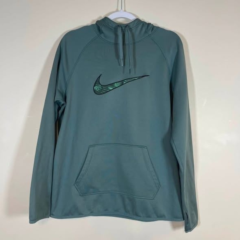 Nike Dri-Fit Hoodie Wms Large Teal Green Swoosh Logo Hooded Sweatshirt‎